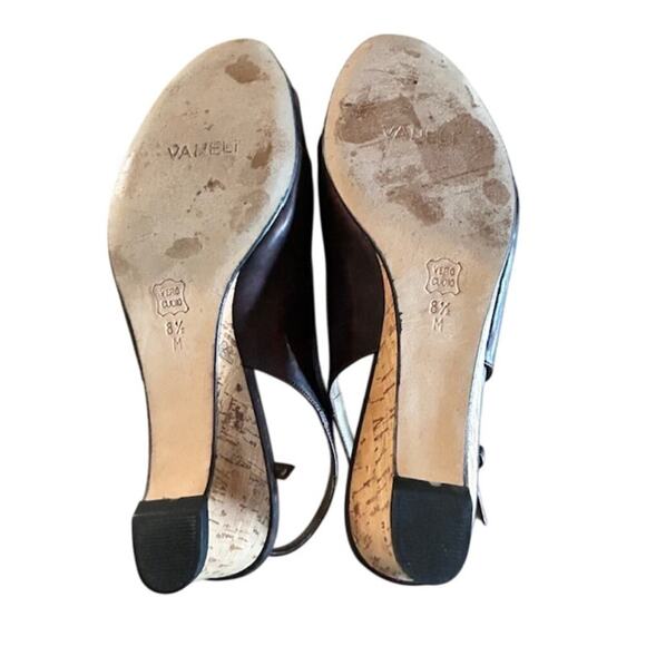 Vaneli Brisk Dark Tortoise Patent Slingback Peep-Toe Cork Wedge Heels 8.5 M - Picture 8 of 10